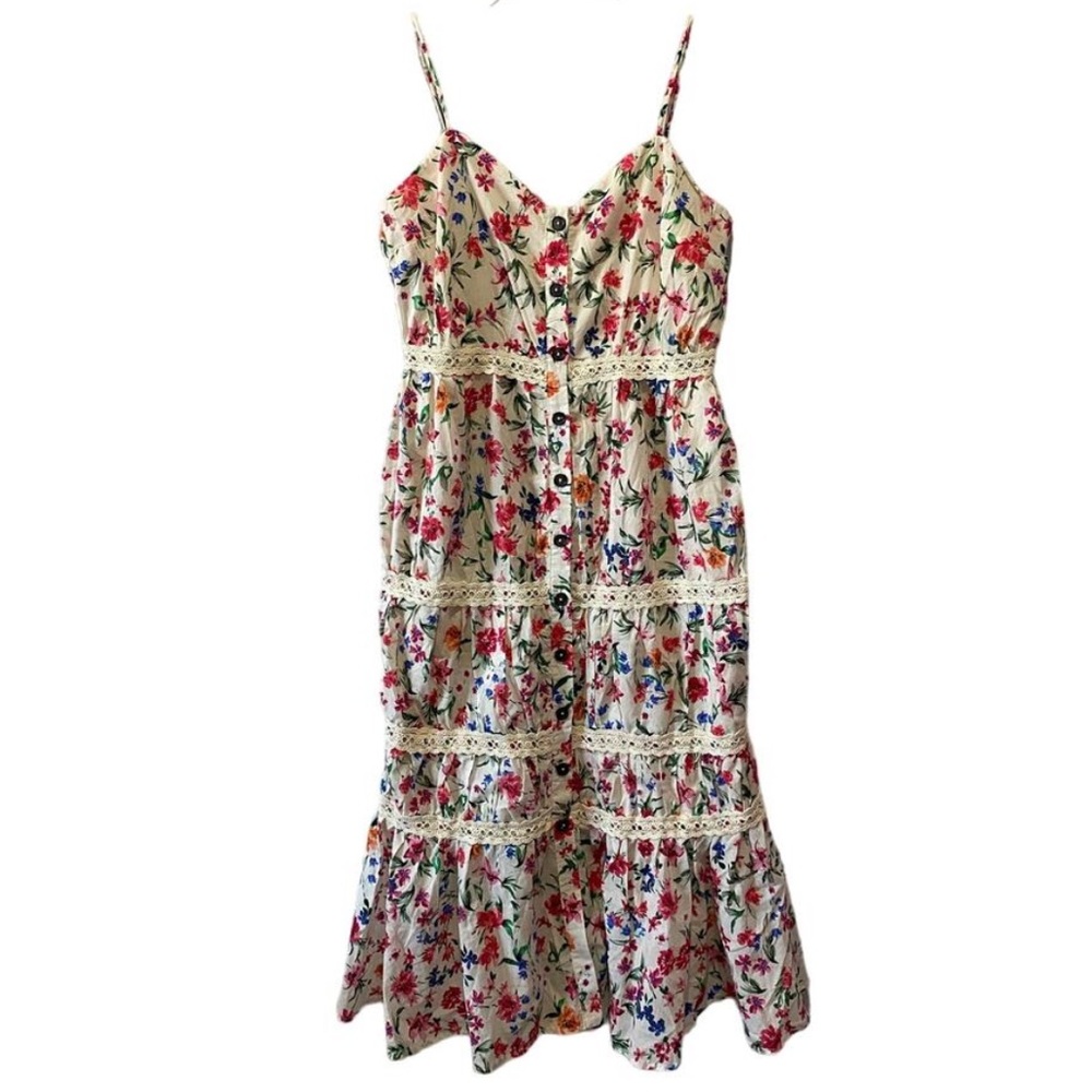 LOVERS + FRIENDS Lani Floral Midi Dress in Peony Floral sz M NWT - Picture 4 of 10
